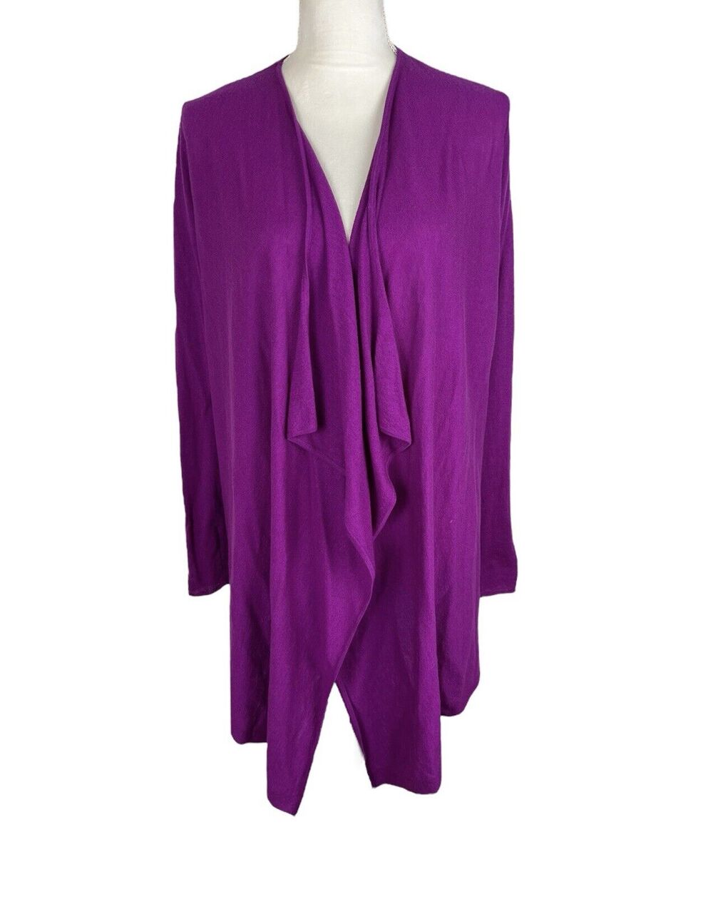 Tory Burch Ashley Rib 100% Cashmere Cardigan Sweater Waterfall Fuchsia Size XS